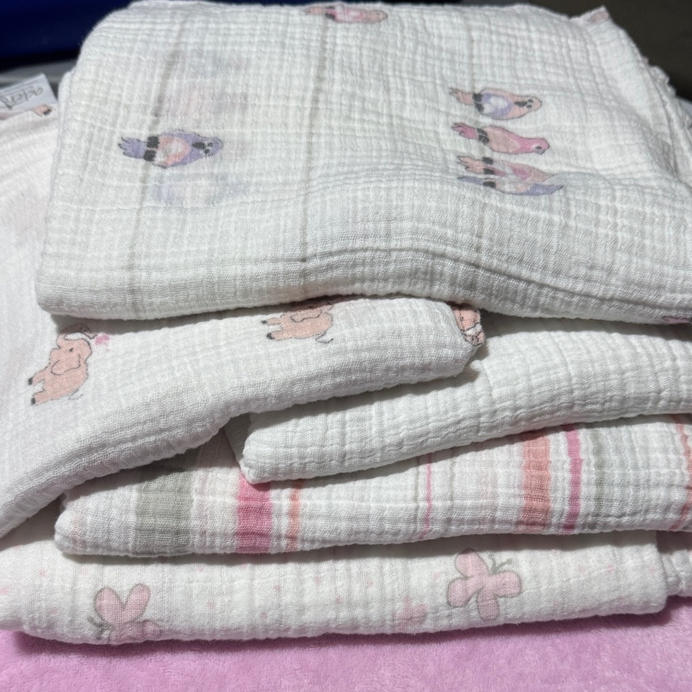 BUNDLE of 5 | aden + anais | Swaddle designs brand | Muslin Swaddles | baby girl